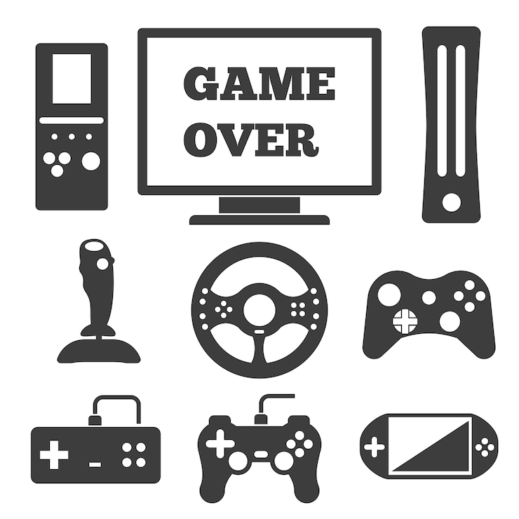 Free Vector video game entertaining elements set.