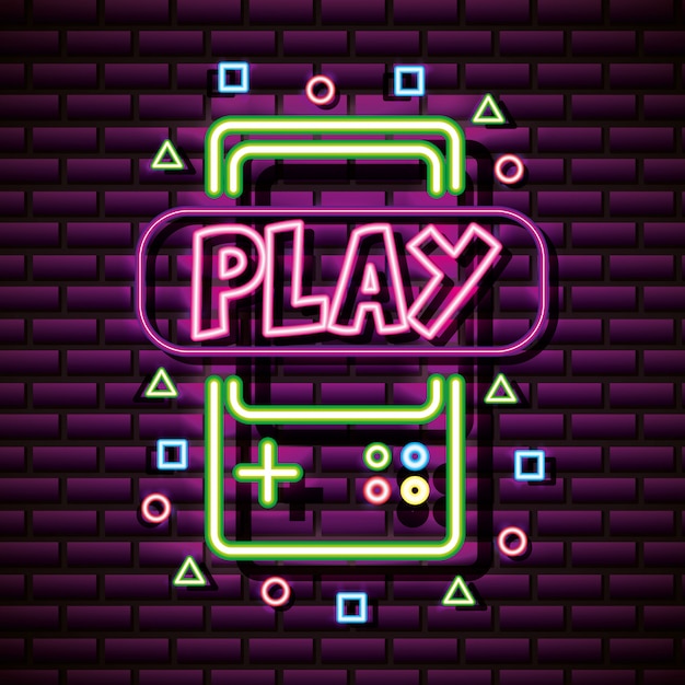 Free vector video game graphic resources brick wall, neon style