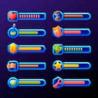 Free vector video game health bar element collection