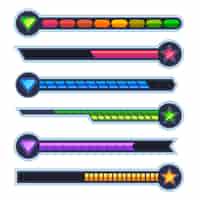 Free vector video game health bar element collection