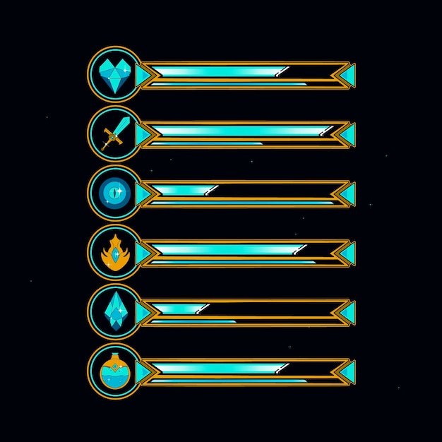 Free vector video game health bar element collection