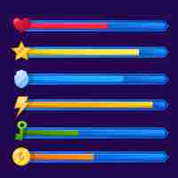 Free vector video game health bar element set