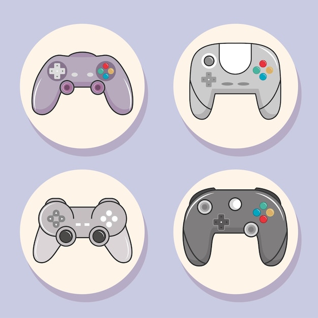Free vector video game icon collection design