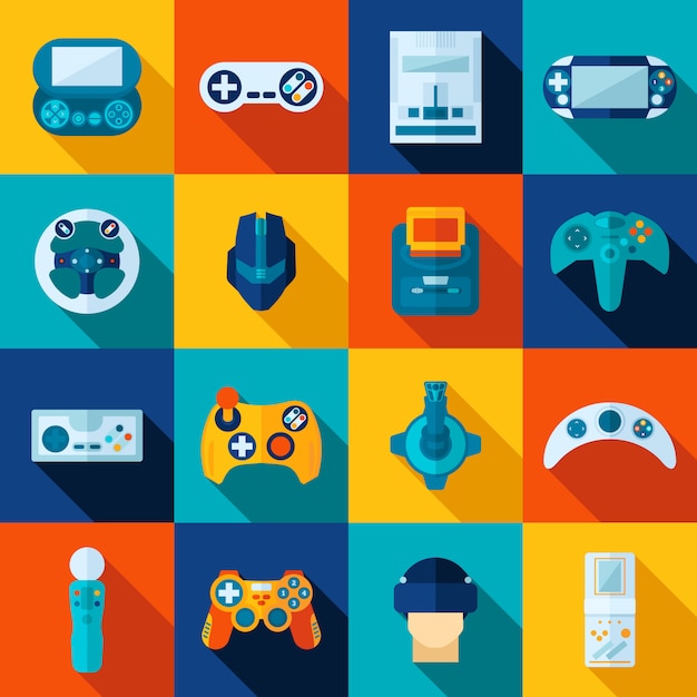 Video game icons set simple style Royalty Free Vector Image