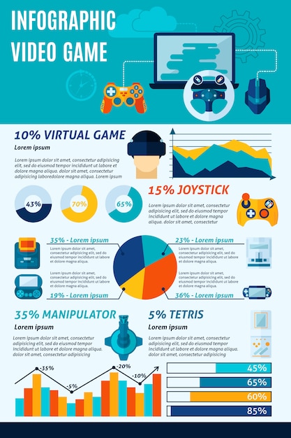 Free vector video game infographics