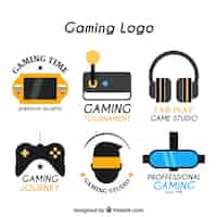 Free vector video game logo collection with flat design