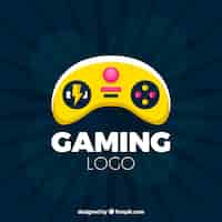 Free vector video game logo template with joystick