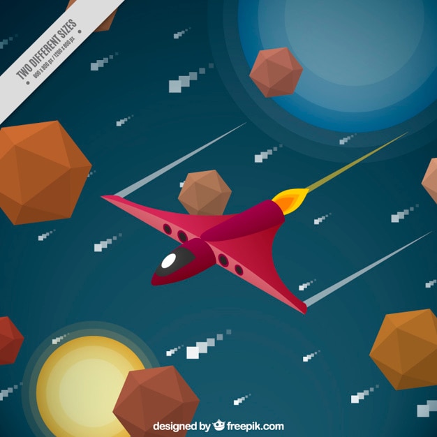 Free vector video game scene with a spaceship