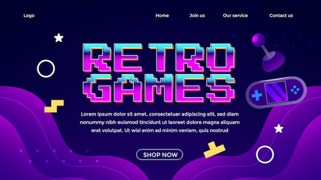 Free vector video gaming and leisure landing page template