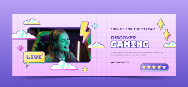 Video gaming and leisure social media cover template
