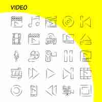 Free vector video hand drawn icon pack for designers and developers icons of director entertainment movie video film movie video multimedia vector