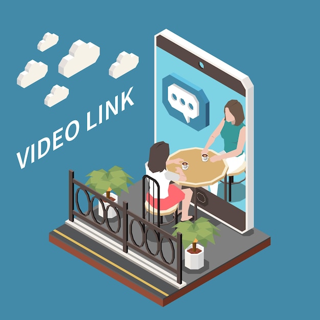 Video link isometric illustration