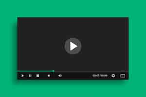 Free vector video media player in flat black style