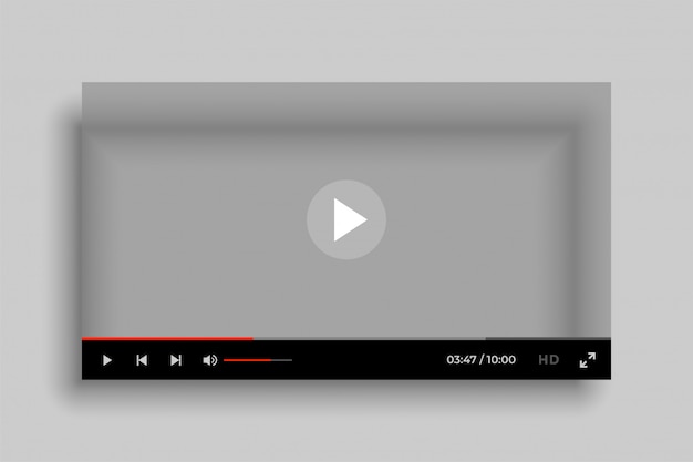 Free vector video media player interface mockup template