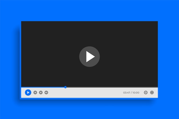 Vettore gratuito design del modello di lettore video in tema blu