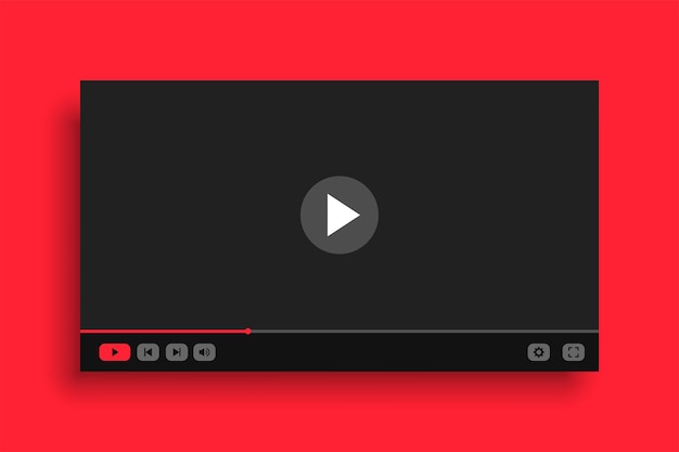 Free vector video player template in red color theme