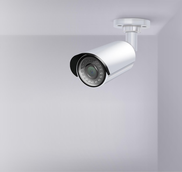 Video surveillance security camera realistic illustration Free Vector