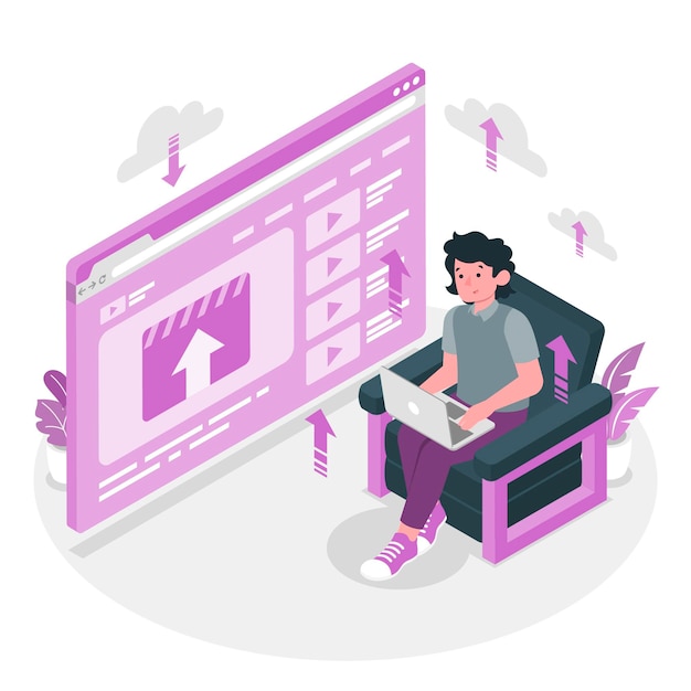 無料ベクター ビデオアップロードの概念図
