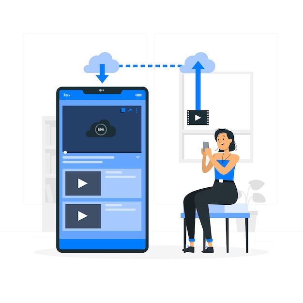 Бесплатное векторное изображение Иллюстрация концепции загрузки видео