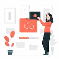 無料ベクター ビデオアップロードの概念図