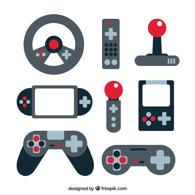 Videogame elements set in flat design