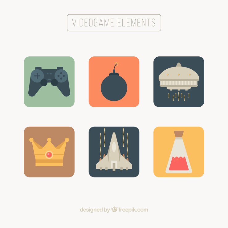 Free Vector videogame objects in soft colors