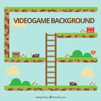 Free vector videojuego de plataformas con una escalera