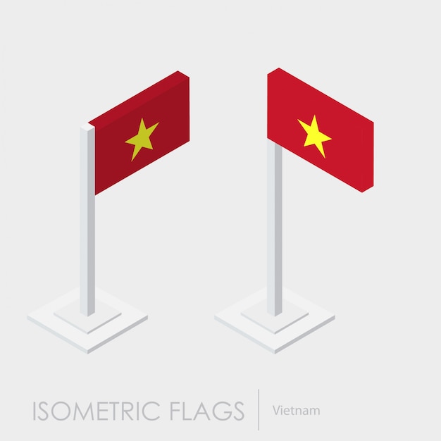 Вьетнамский флаг 3d изометрический стиль