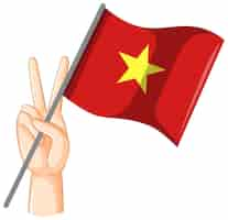 Free vector vietnam flag with peace hand