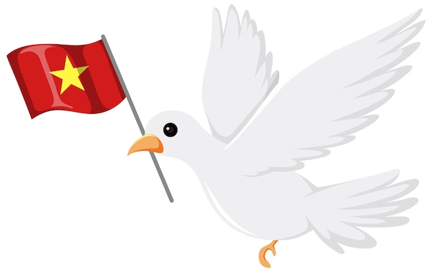 白い鳩とベトナムの国旗