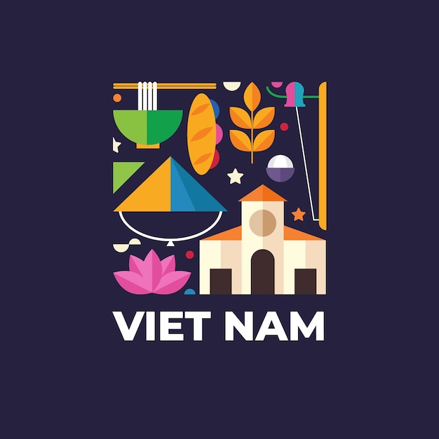 베트남 여행 국가 로고 템플릿