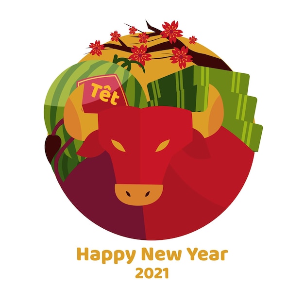 Vietnamese new year 2021 flat design