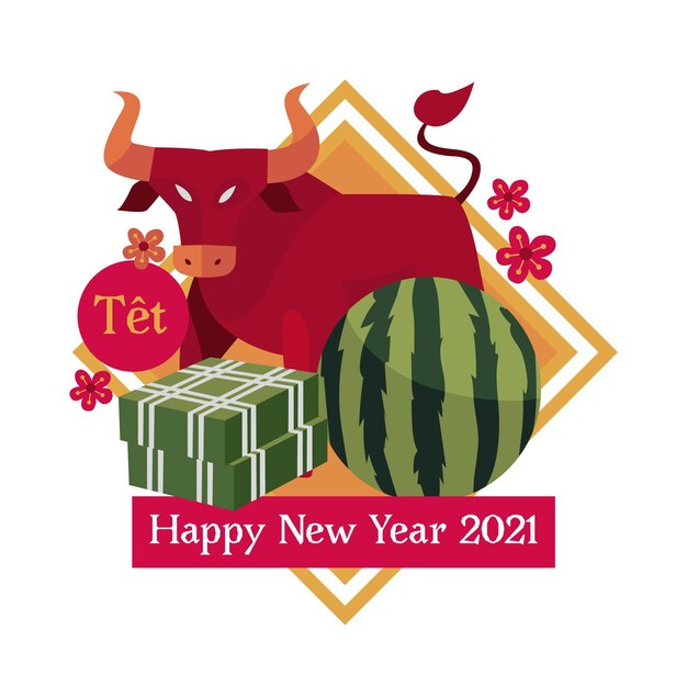 Vietnamese new year 2021 and red bull