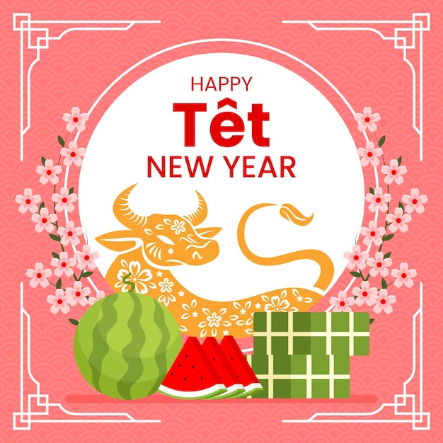 Vietnamese new year 2021 and watermelon tet cake