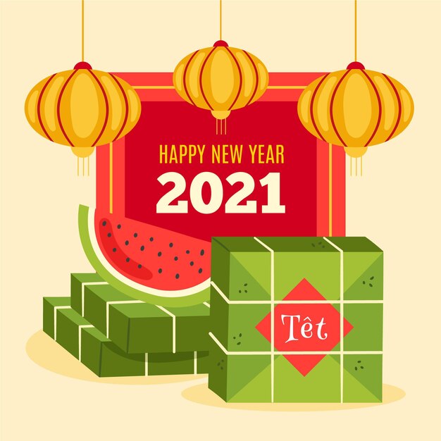 Vietnamese new year 2021 with watermelon