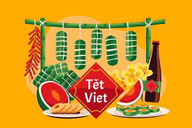 Vietnamese new year concept. tet viet mean lunar new year in vietnam