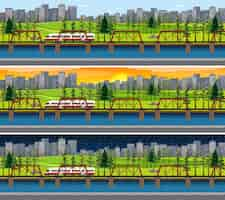 Free vector view of city in different time in a day