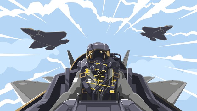 現代のビジネスジェットコックピット漫画イラスト 無料のベクター