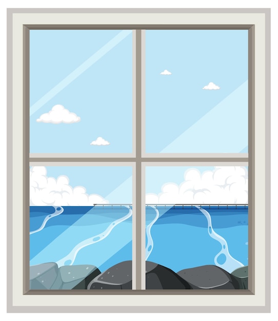 Free vector view through glass window