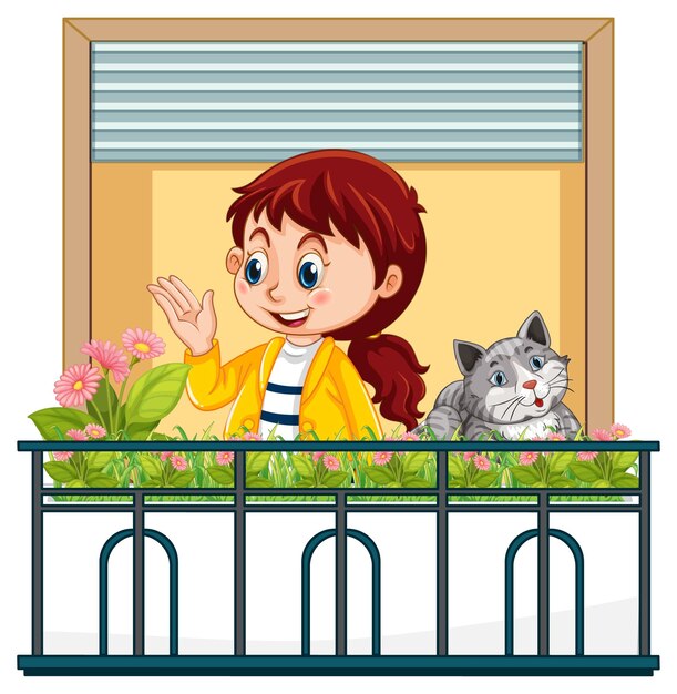 View through the window of a girl cartoon character