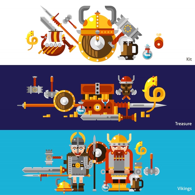 Free vector viking banners set