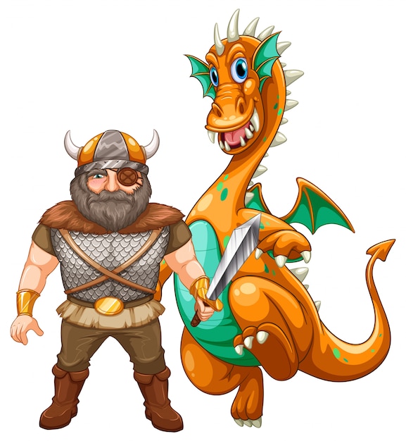 Viking and dragon