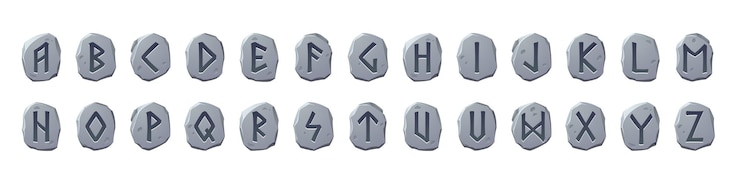 Free Vector viking runes alphabet celtic font with runic signs