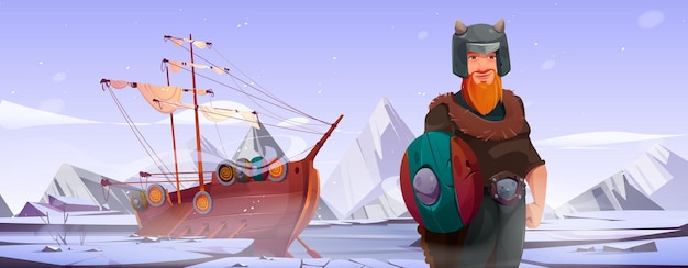 Free vector viking scandinavian warrior cartoon character