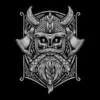 Free vector viking skull vector for tshirt design