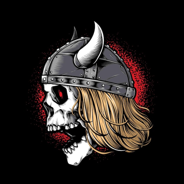 Viking skull warrior wearing helmet  