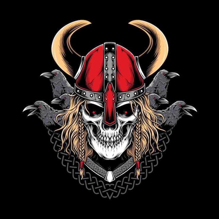 Free Vector viking warrior with raven  