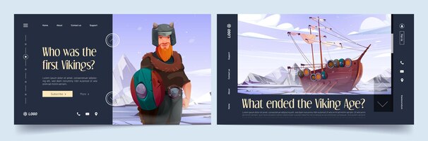 Vikings history landing page templates set