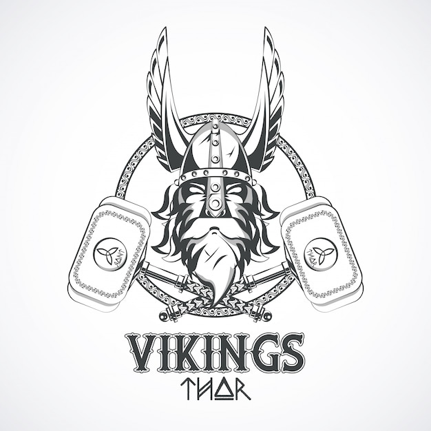 Free vector vikings warriors printed tshirt