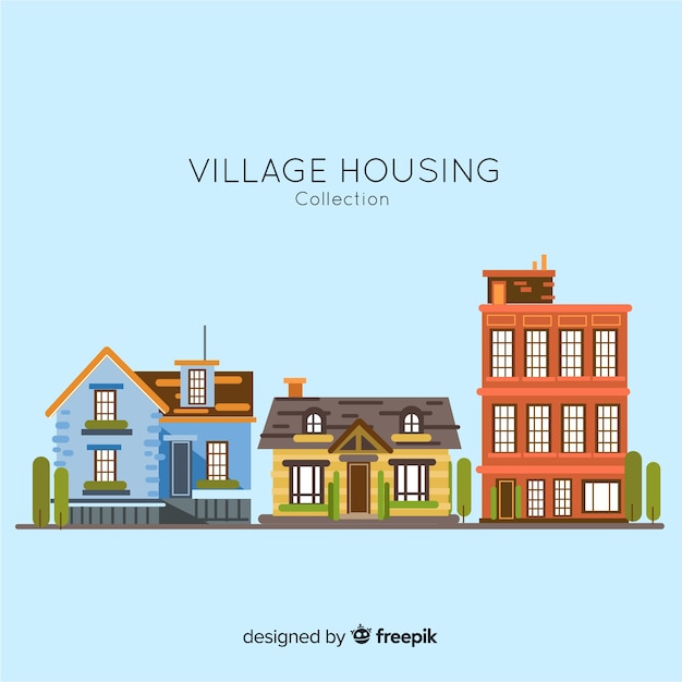 Free vector village housing collection